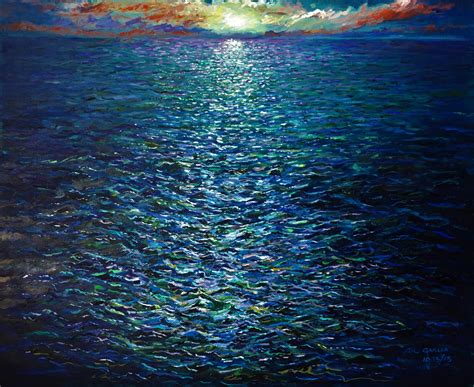 Deep Ocean Sunset Oil Painting By Gil Garcia