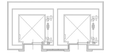 Elevator Plan With Double Box View Dwg File Cadbull