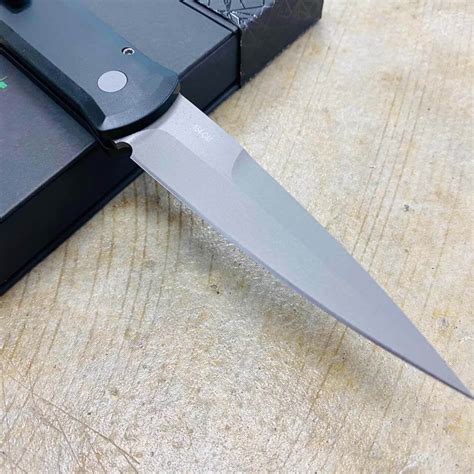 Protech 920 Godfather Satin 4 Solid Black Handle Blasted Blade Knife