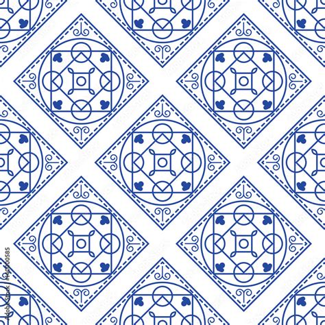 Portuguese Blue And White Mediterranean Seamless Tile Pattern