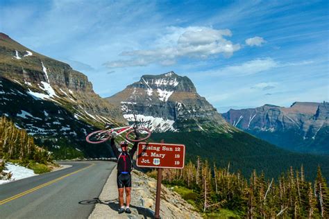 Biking The Going To The Sun Road In Glacier National Park Montana
