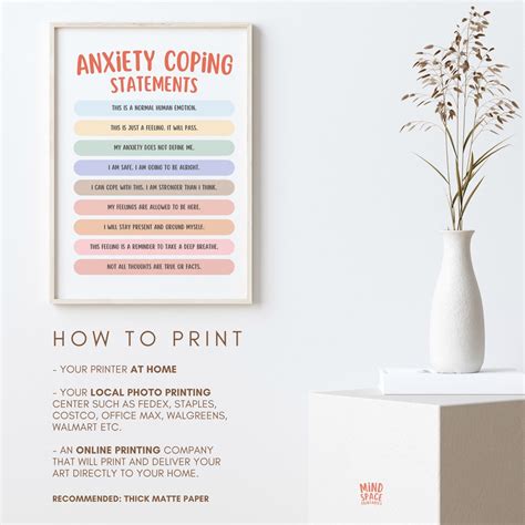 Anxiety Coping Statements Poster Challenging Negative Etsy