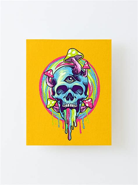 Trippy Mushroom Skull Mounted Print For Sale By Unclestich Redbubble