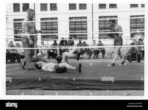 Boxing Ring On Yard Inside Prison Recreational Games Approx 1940 1950