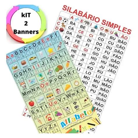 Kit Banner Pedagógico Silabário Simples E Alfabeto Com Fotos Em