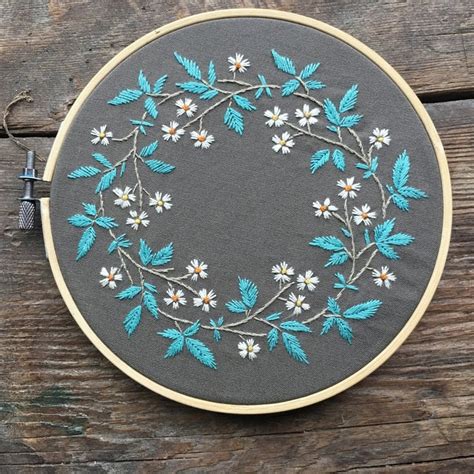 Floral Embroidery Kit Beginner Full Kit With Hoop Cloth Etsy