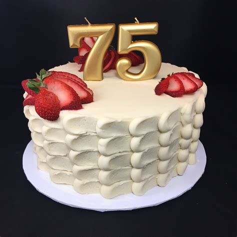 Pretty 75th Birthday Cake Vanilla Cake With Vanilla Buttercream And