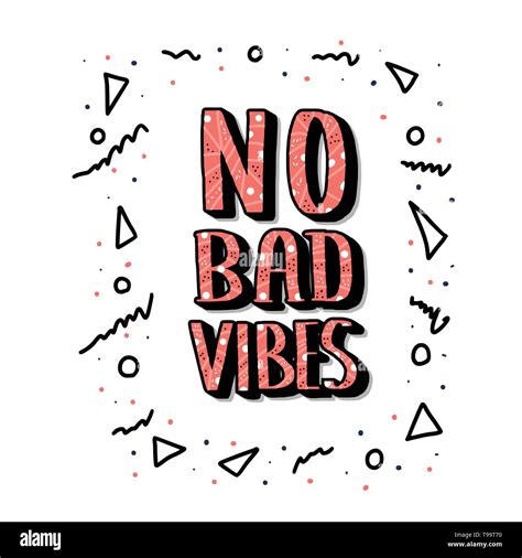 No Bad Vibes Quote Card With Handwritten Lettering Hand Lettered