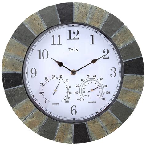 Lilys Home Hanging Wall Clock Includes A Thermometer And Hygrometer