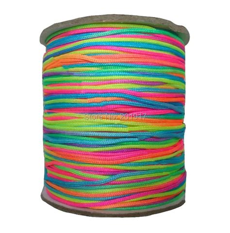 1mm Rainbow Nylon Cord Rattail Braid Cord Macrame Rope Bracelet Beading