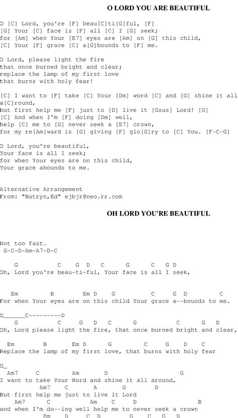 O Lord You Are Beautiful Christian Gospel Song Lyrics And Chords