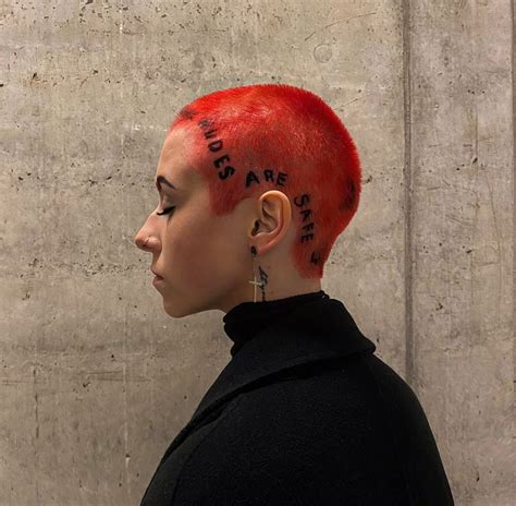 Trendy Red Buzzcut Hairstyle