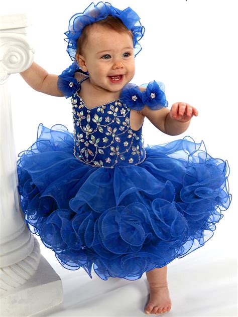 Infant Pageant Dresses Custom Made Royal Blue Toddler Short Dressess