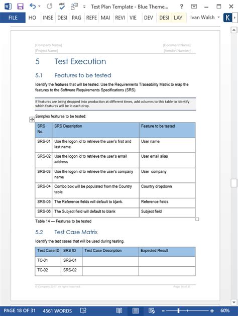 Test Plan Templates Ms Wordexcel Templates Forms Checklists For