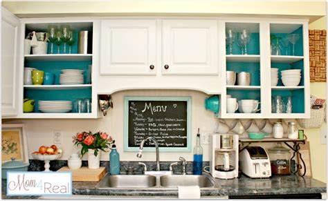 If it seems too time consuming to paint the inside of every cabinet and all of the cabinet shelves in your kitchen, here's a trick: Painting Inside Kitchen Cabinets - Decor IdeasDecor Ideas