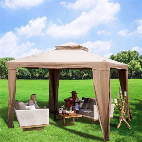 Vevorbrand 10x10ft Outdoor Canopy Gazebo With Four Sandbags Gazebo With Netting Waterproof