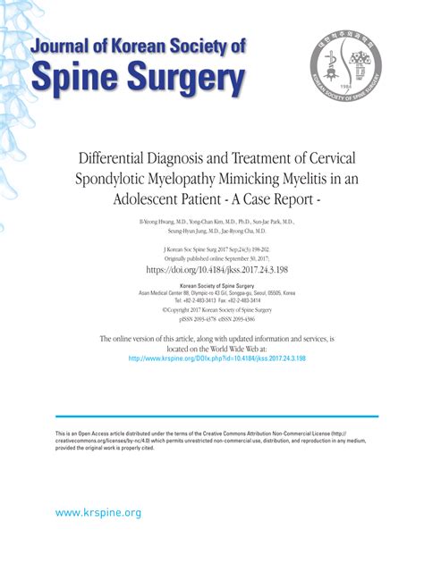PDF Differential Diagnosis And Treatment Of Cervical Spondylotic