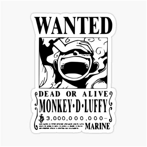 Luffy Wanted Poster Black Vector No Background Sticker For Sale