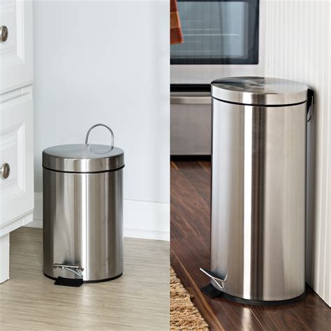30l And 3l Stainless Steel Step Trash Can Combo Round