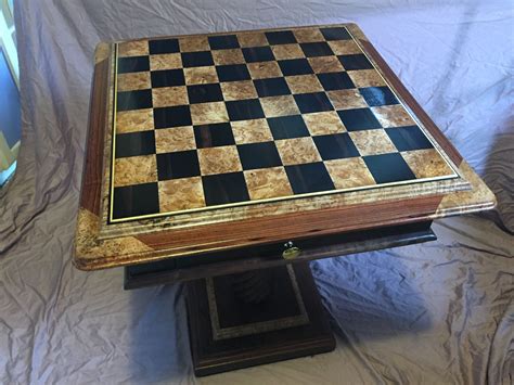 Buy Hand Crafted Custom Chess Table In Kingwood Ebony Maple Burl And