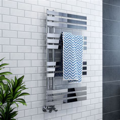 Designer Heated Towel Rail Bathroom Radiator Flat Panel Chrome