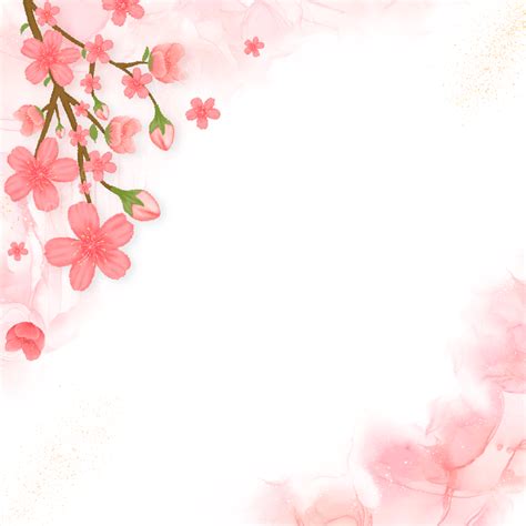 Pink Cherry Blossoms Png Image Beautiful Pink Cherry Blossom Flower Frame With Glitter Cherry