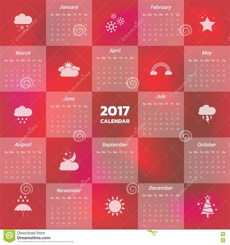 2017 Modern Calendar Template Stock Vector Illustration Of Event