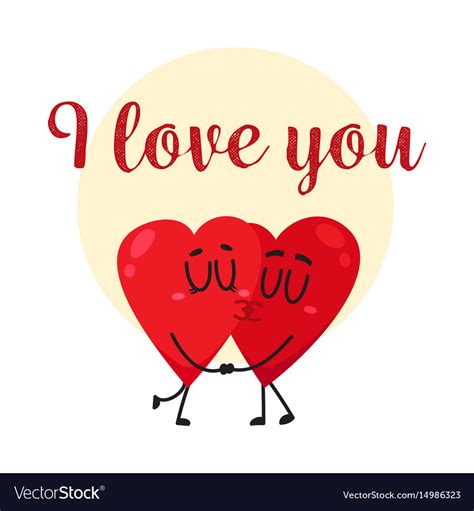 I Love You Greeting Card Design With Two Kissing