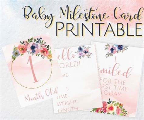Free Printable Baby Milestone Cards Shabby Chic Flowers