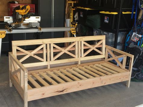 Solid oak wood frame in a pecan finish. Ana White | Outdoor Sofa Mash-up - DIY Projects