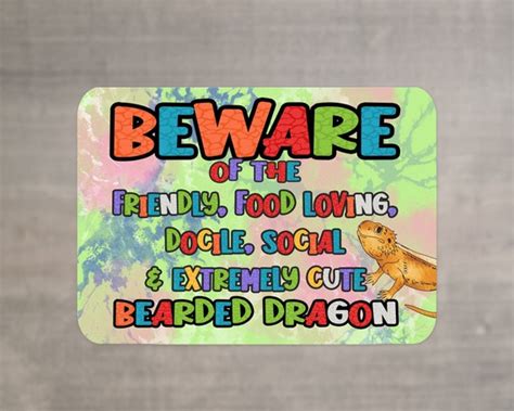 Bearded Dragon Sign Beware Personality Traits Tie Dye Etsy