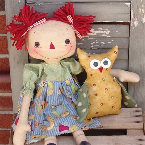 Primitive Raggedy Ann Doll Pattern Raggedy Doll With Owl