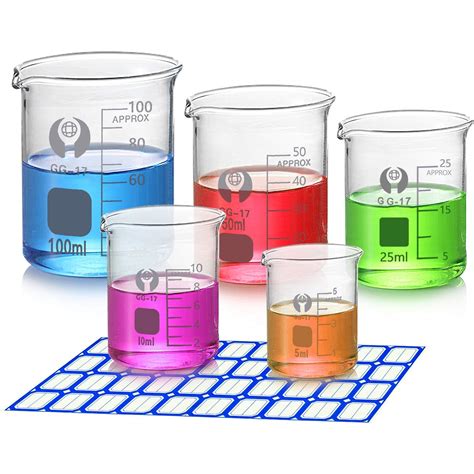 Buy Zoiibuy Pack Glass Graduated Measuring Beaker Set Ml Ml Ml Ml Ml Thick Glass