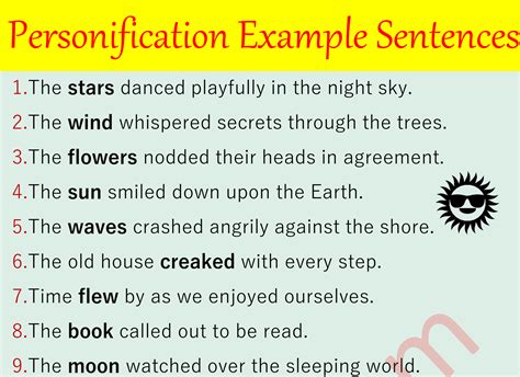 50 Example Sentences Of Personification In English Ilmrary