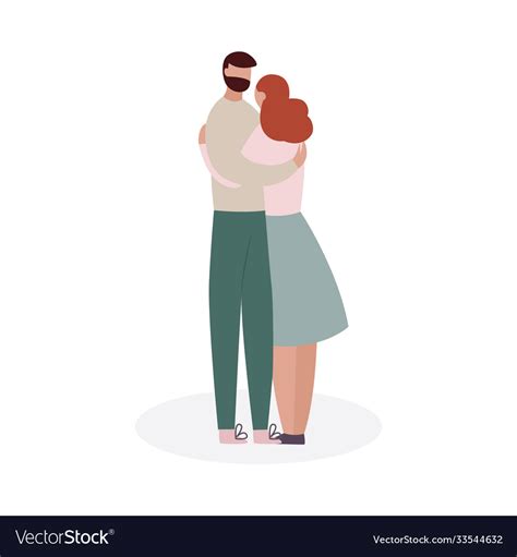 Cartoon Couple Hug Two People Hugging Isolated Vector Image