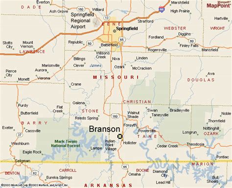 Regional Map Of Branson The Main Air Access Is From Springfield Airport