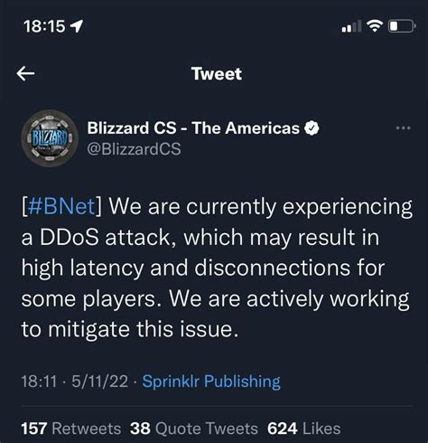 Ddos Attacks Confirmed By Blizzardcs On Twitter That’s Why We’ve Been Having Latency And Login