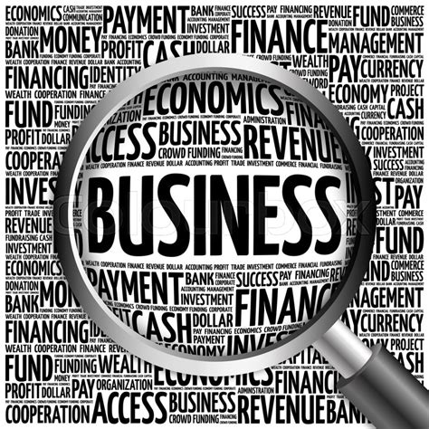 Business Word Cloud With Magnifying Stock Image Colourbox