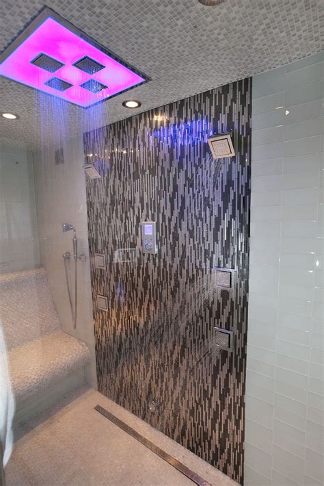 May 25, 2021 · with ceramic tiles, you can easily design a vibrant wall inside your steam shower by choosing from a rainbow of beautiful colors, like this deep green la riviera quetzal 5x5 tile. Steam shower with Wedi bench. Glass tile with stainless ...