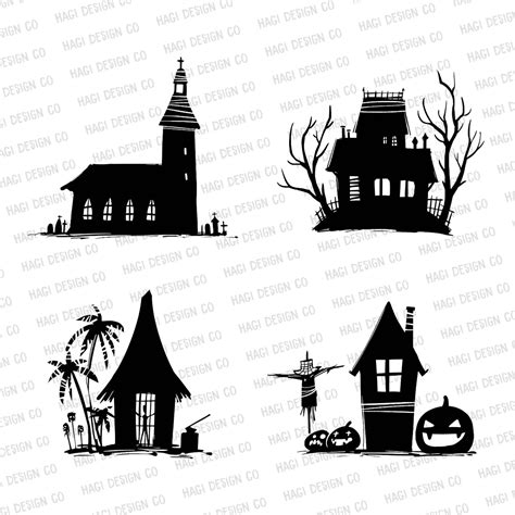 Halloween Haunted House Svg Png Files Spooky Clipart Hand Etsy Canada