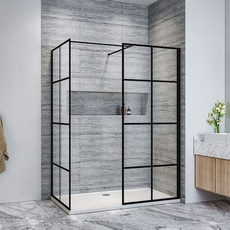 ELEGANT 760mm Walk In Shower Door Wet Room 700mm Side Panel