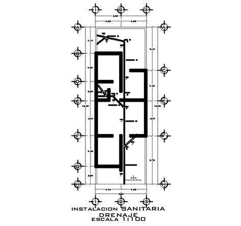 Sanitary Water Installation Of 6x19m House Plan Is Given In This 2d