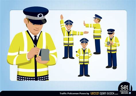 Traffic Policeman Set Vector Download