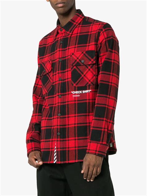Off White Co Virgil Abloh Cotton Ssense Exclusive Red Quote Flannel