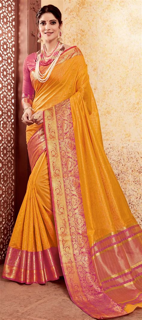 Traditional Yellow Color Banarasi Silk Silk Fabric Saree 1599760