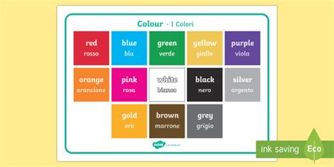 Colour Word Mat Englishitalian Teacher Made