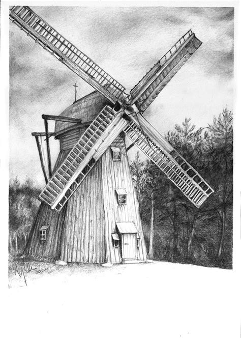 Windmill Windmill Windmill Drawing Windmill Art