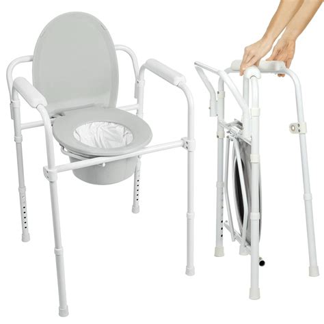 Vive Bedside Commode Narrow Folding Bariatric Toilet Seat For Adults