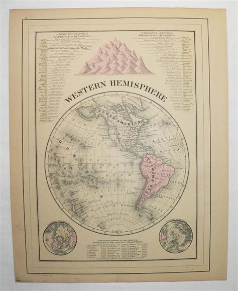 Western Hemisphere Map Original Antique Map Of World 1886 Bradley Map