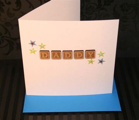Fathers Day Daddy Wooden Tile Hand Made Card Wooden Tile Cards Handmade